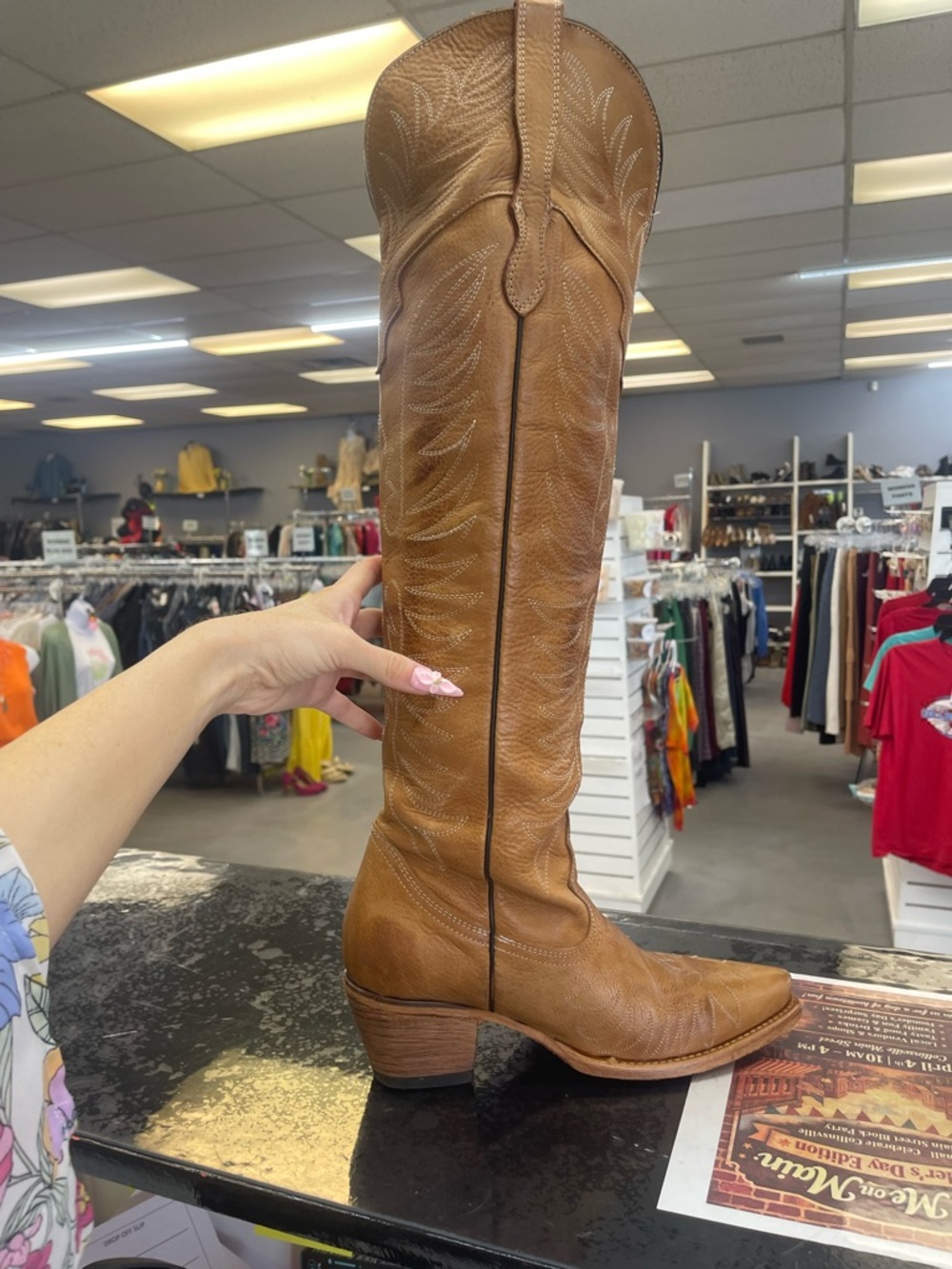 freebird Tan Knee-High Western Boots - Picture 4 of 8